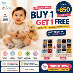 Buy 1 Get 1 FREE Baby Socks (0–3 Months) – Soft & Comfortable | Rs. 850 Only