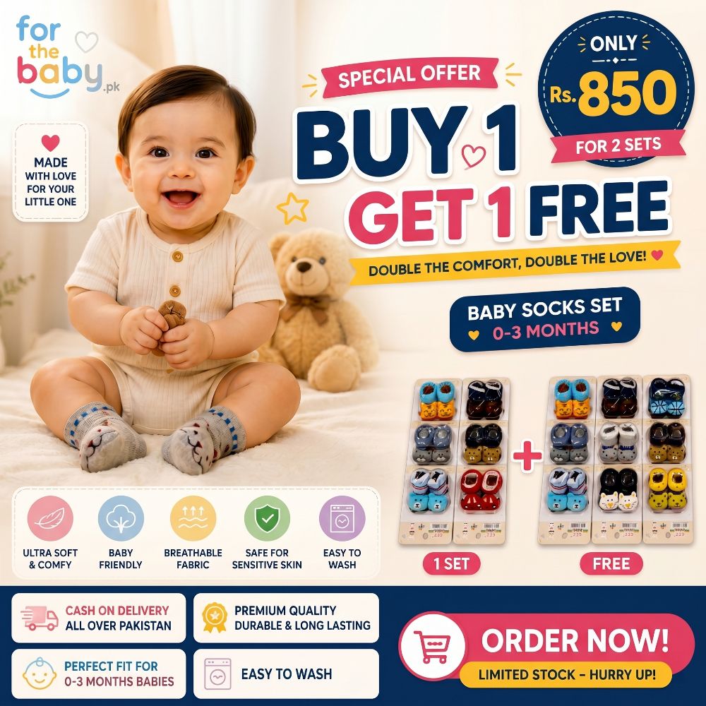 Buy 1 Get 1 FREE Baby Socks (0–3 Months) – Soft & Comfortable | Rs. 850 Only